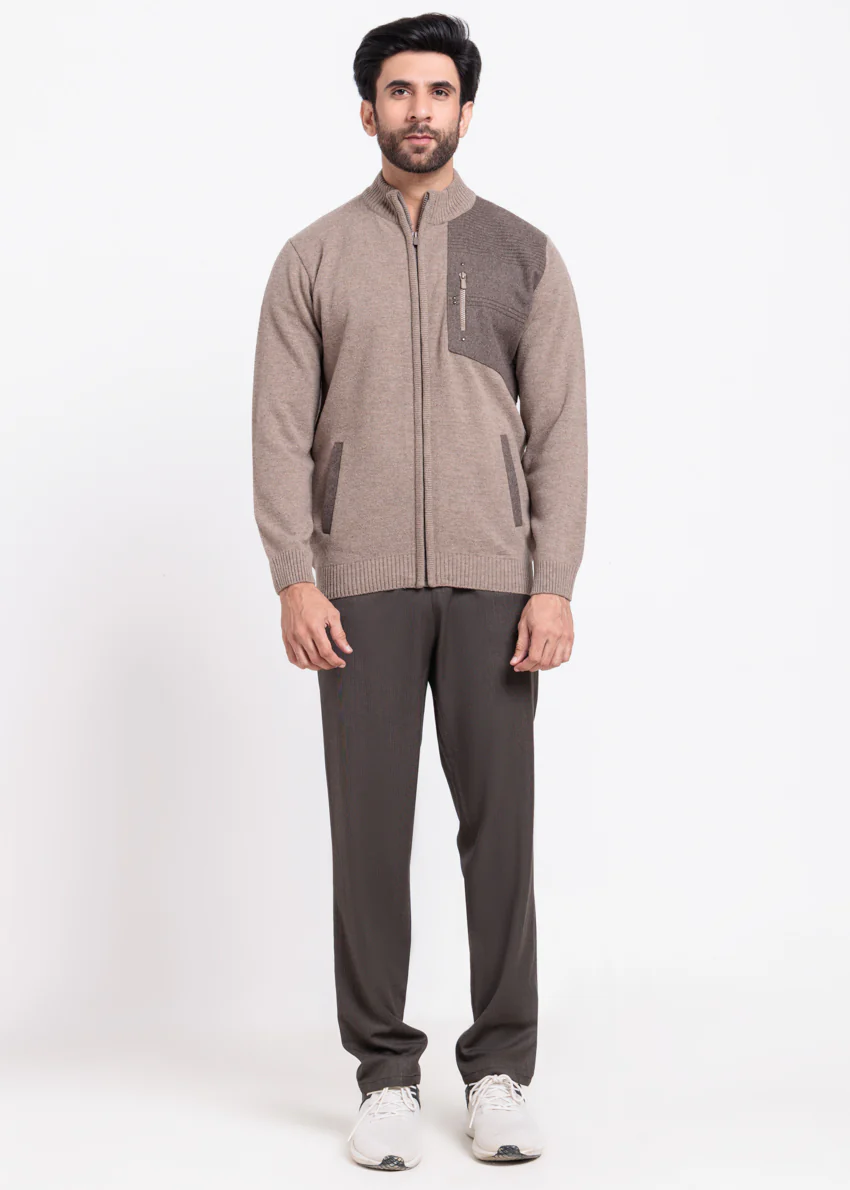 Ng-Beige-Turtle Neck Zipper Full Sleeves Sweater (917-14) - Image 4