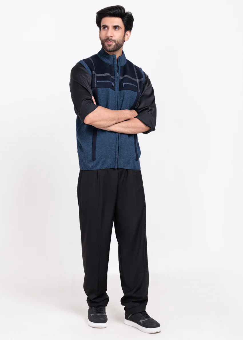 N-D-Blue-Turtle Neck Zipper Sando Sweater (989-14) - Image 3