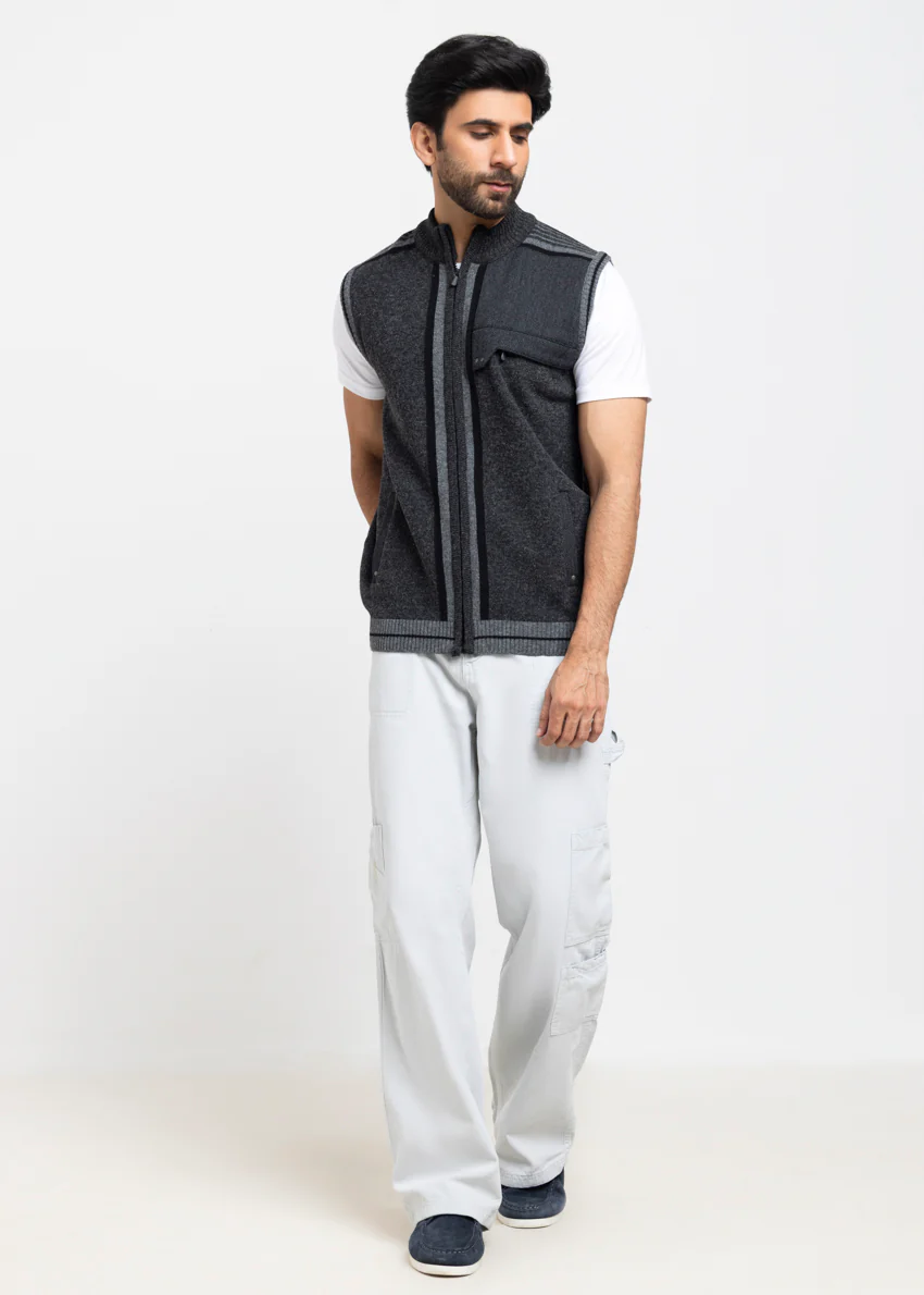 D-Black-Turtle Neck Zipper Sando Sweater (990-14) - Image 3