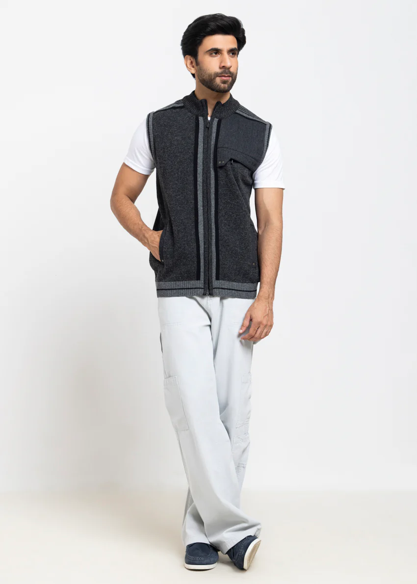 D-Black-Turtle Neck Zipper Sando Sweater (990-14) - Image 4