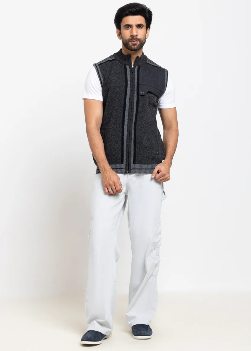 D-Black-Turtle Neck Zipper Sando Sweater (990-14) - Image 5