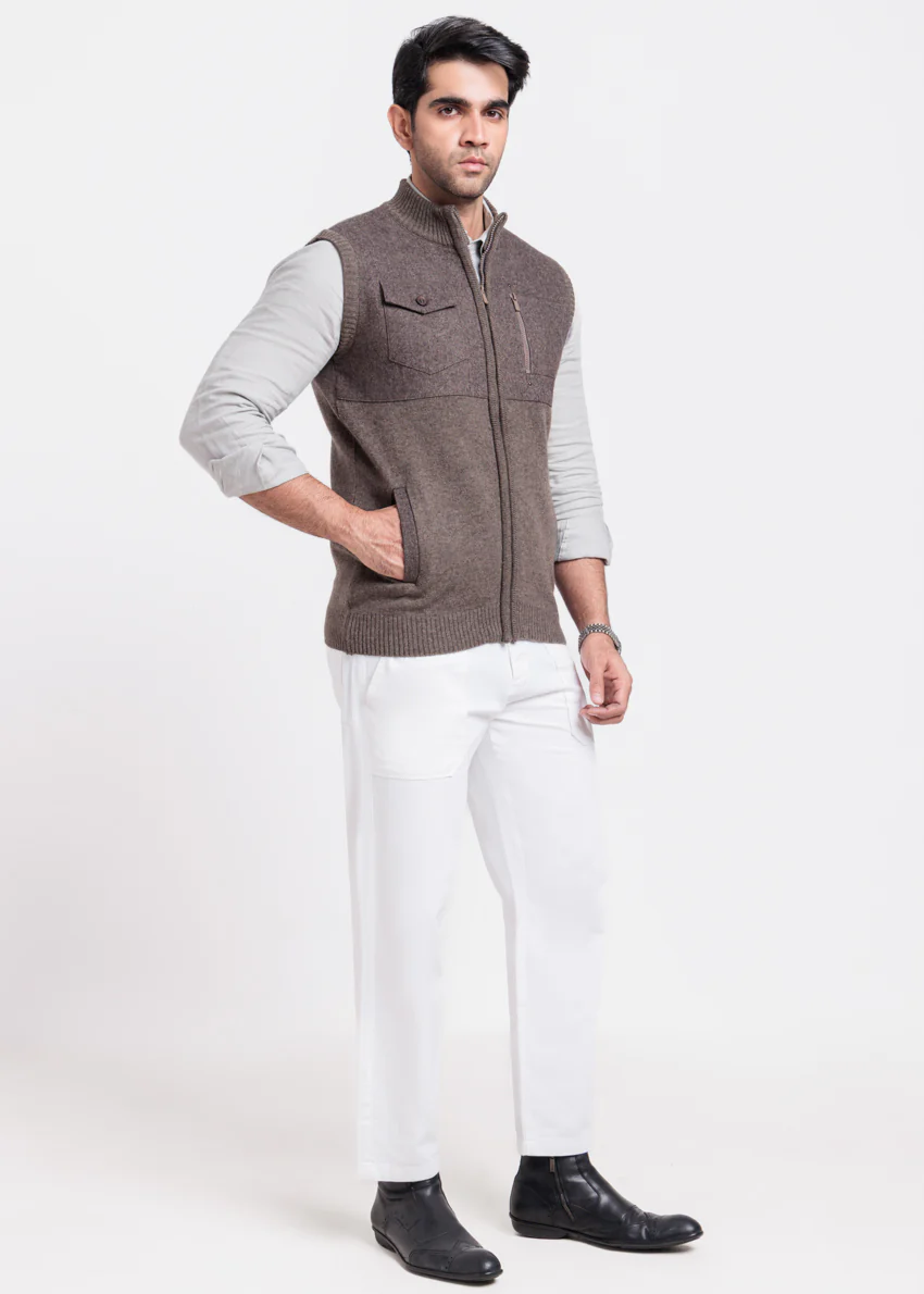 N-Brown-Turtle Neck Zipper Sando Sweater (992-14) - Image 2
