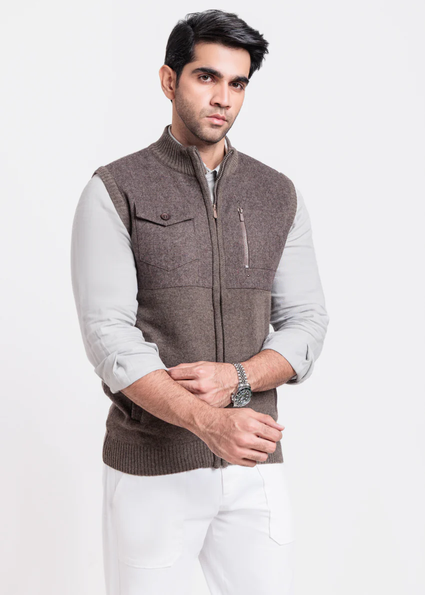 N-Brown-Turtle Neck Zipper Sando Sweater (992-14) - Image 4