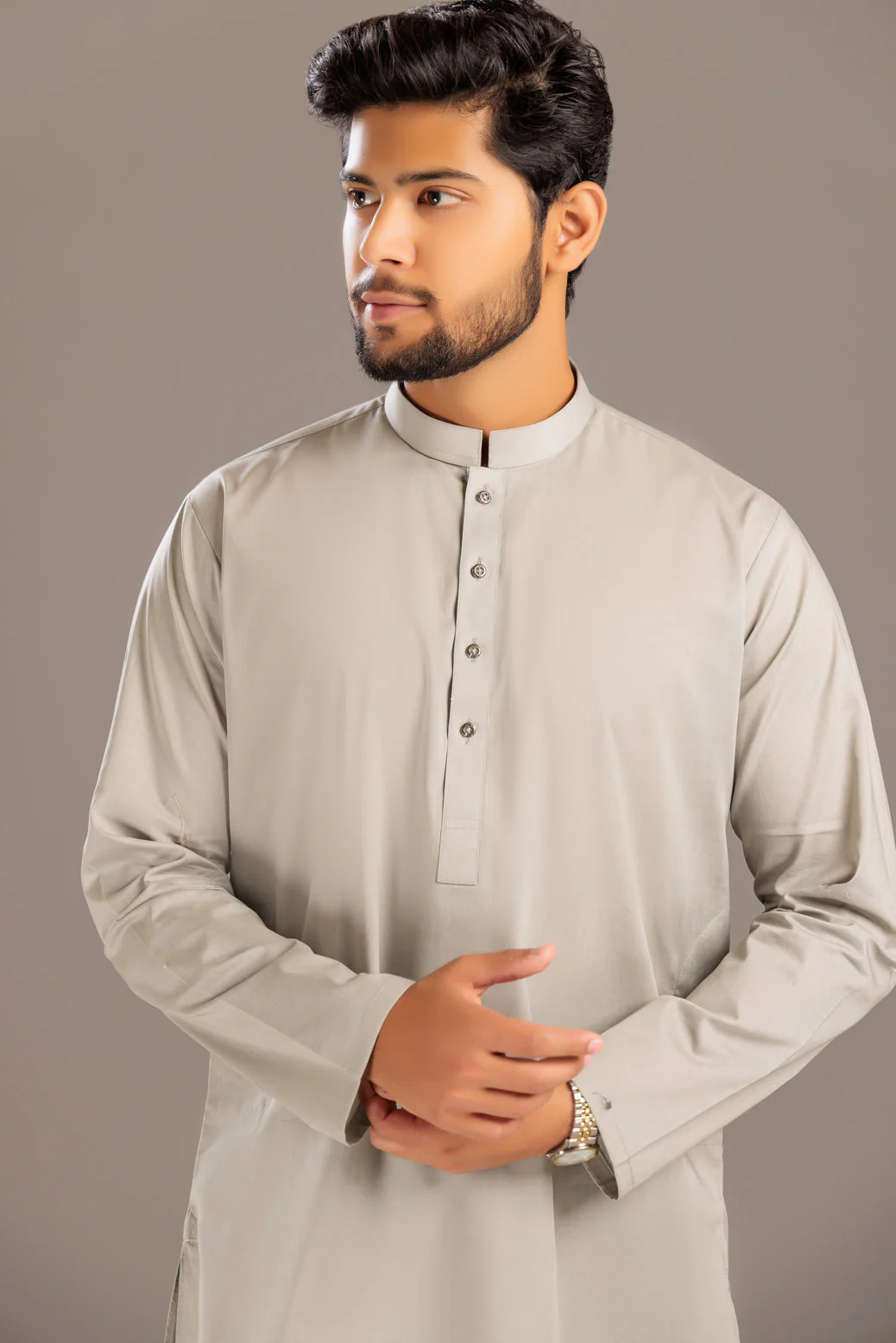 ASH+GRY-BLENDED-KURTA PAJAMA TROUSER- (KSS23-059) - Image 2