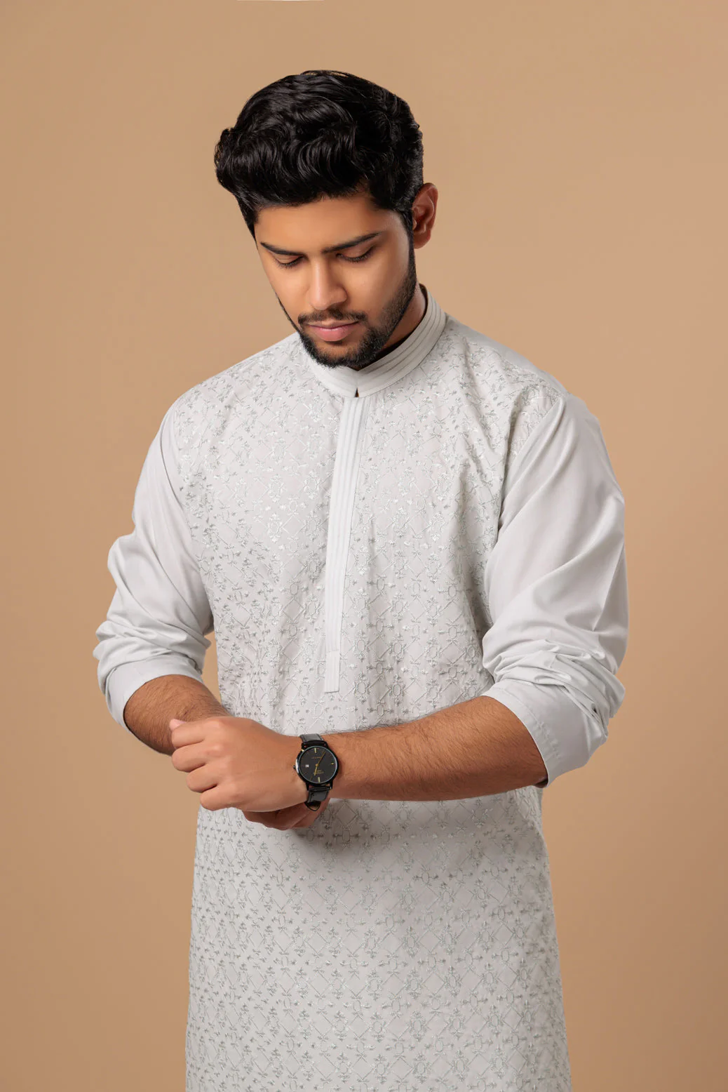 ASH+GRY-BLENDED-KURTA SHALWAR- (KSRS23-039) - Image 2