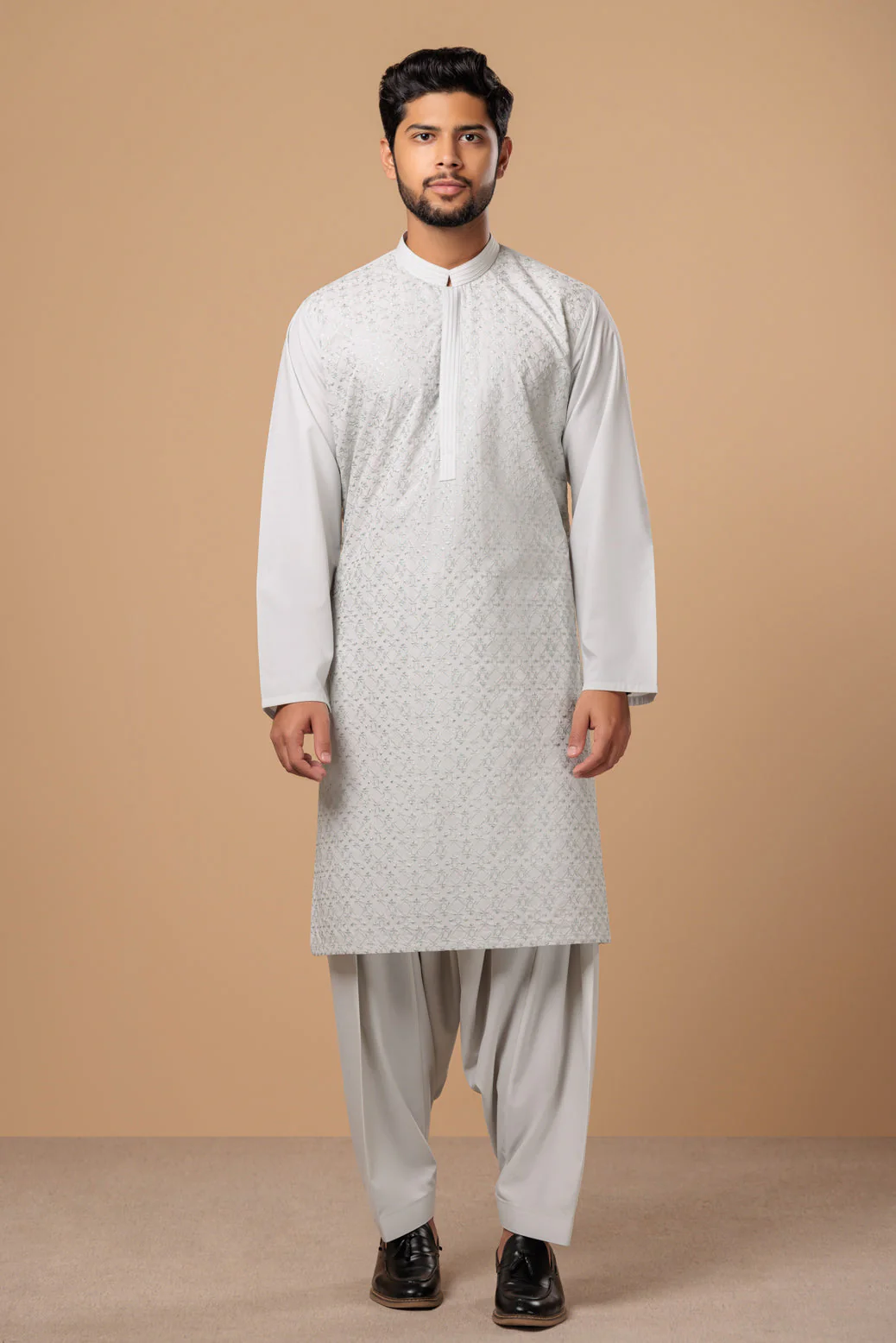 ASH+GRY-BLENDED-KURTA SHALWAR- (KSRS23-039) - Image 3