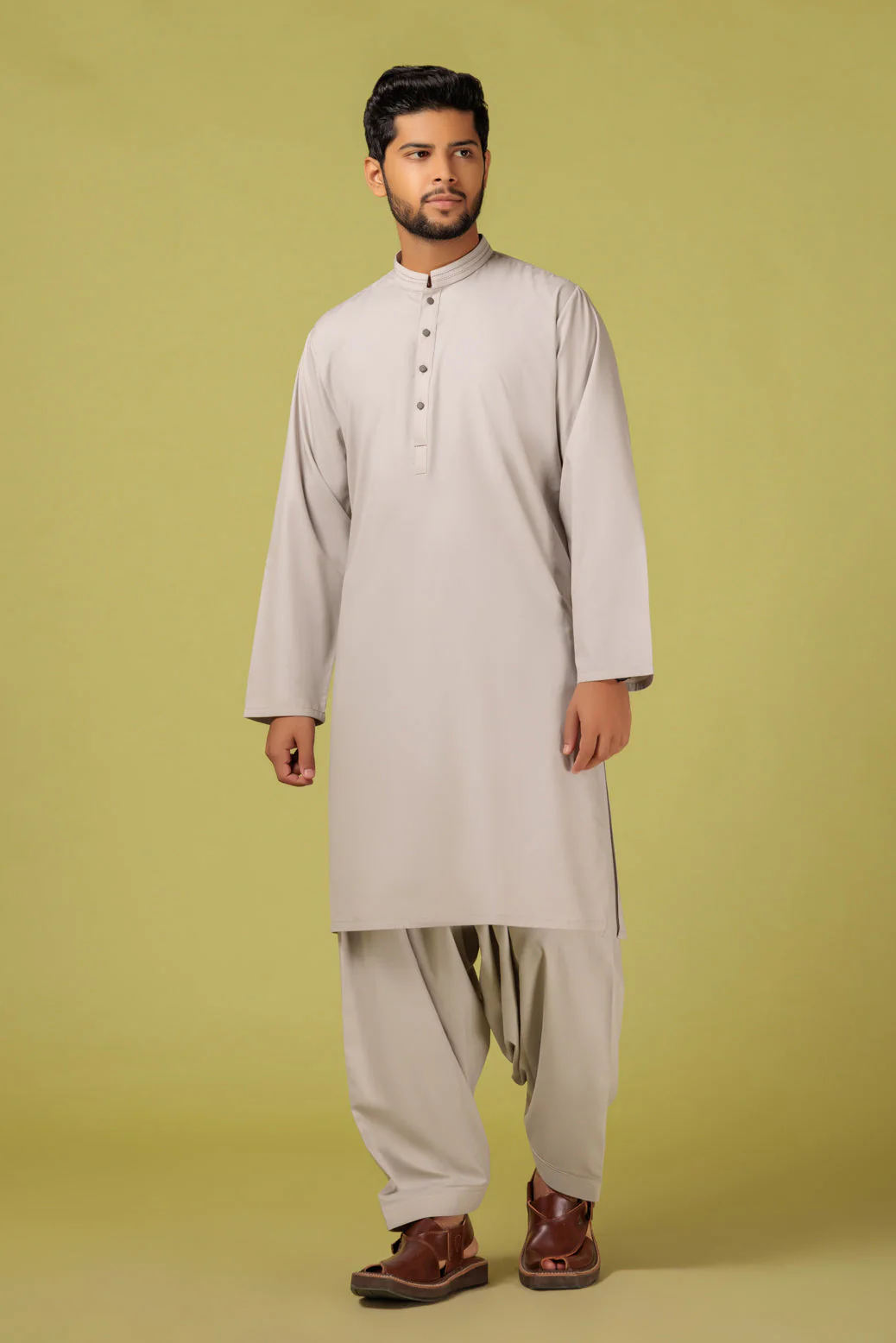 ASH-WHITE-BLENDED-KURTA SHALWAR - (KSRS23-041) - Image 3