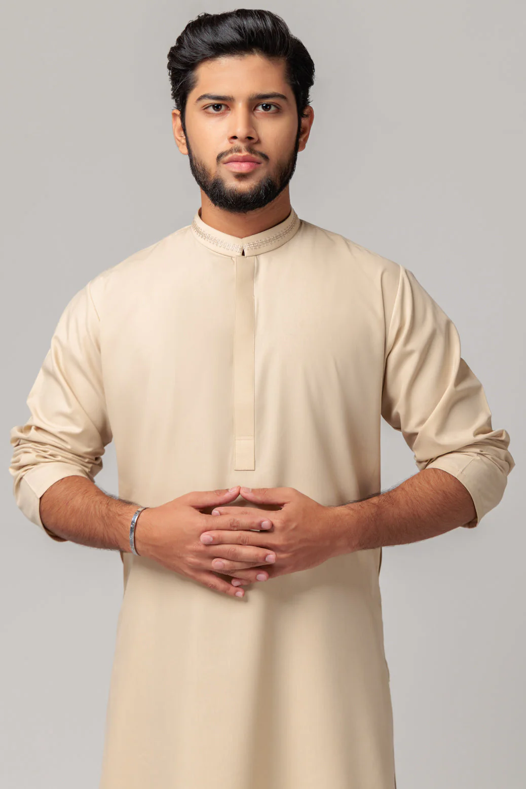 ASH-WHITE-BLENDED-KURTA SHALWAR (KSRS23-052) - Image 2