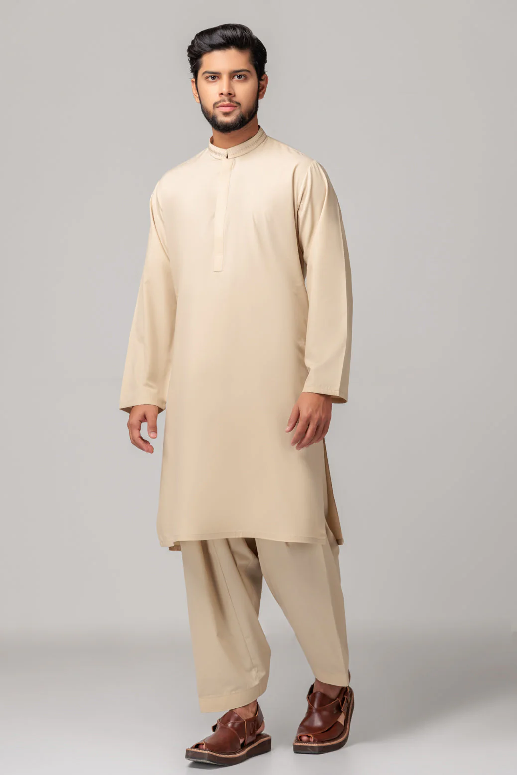 ASH-WHITE-BLENDED-KURTA SHALWAR (KSRS23-052) - Image 3