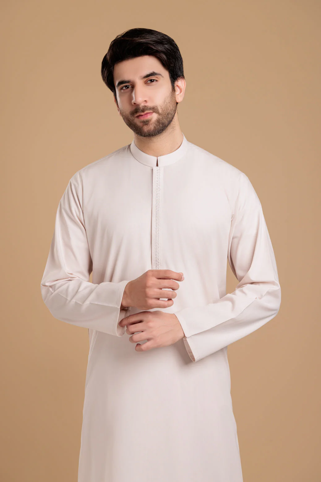 ASH-WHITE-BLENDED-KURTA SHALWAR- (KSRS23-073) - Image 5