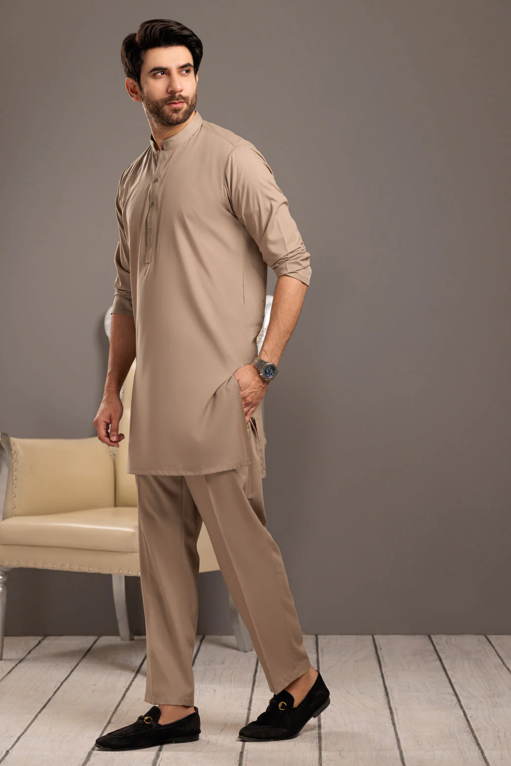 B-DROP-BLENDED-KURTA PAJAMA TROUSER- (KSS23-054) - Image 3