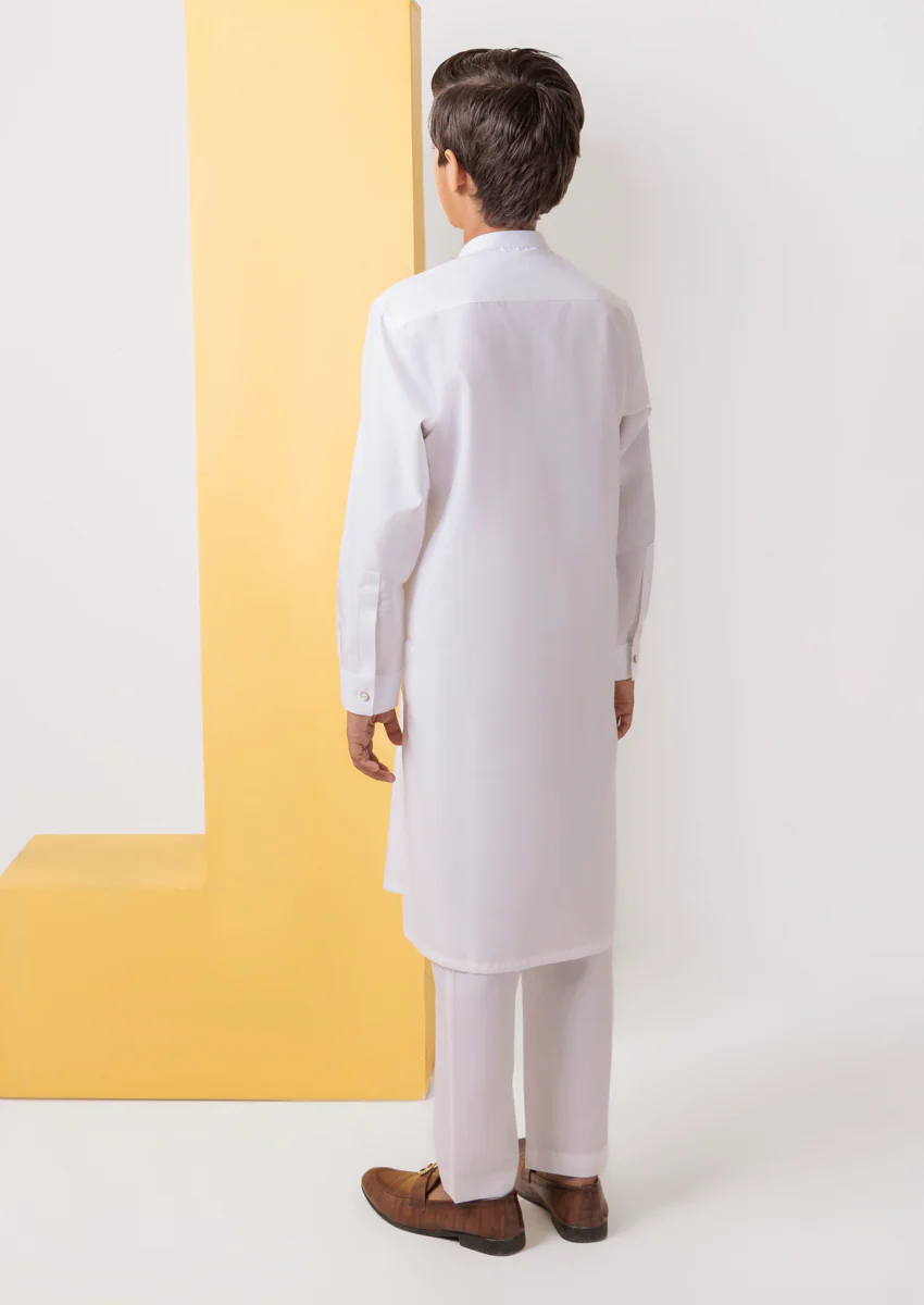 White-Blended-Kurta Trouser - (B25KP2002) - Image 2