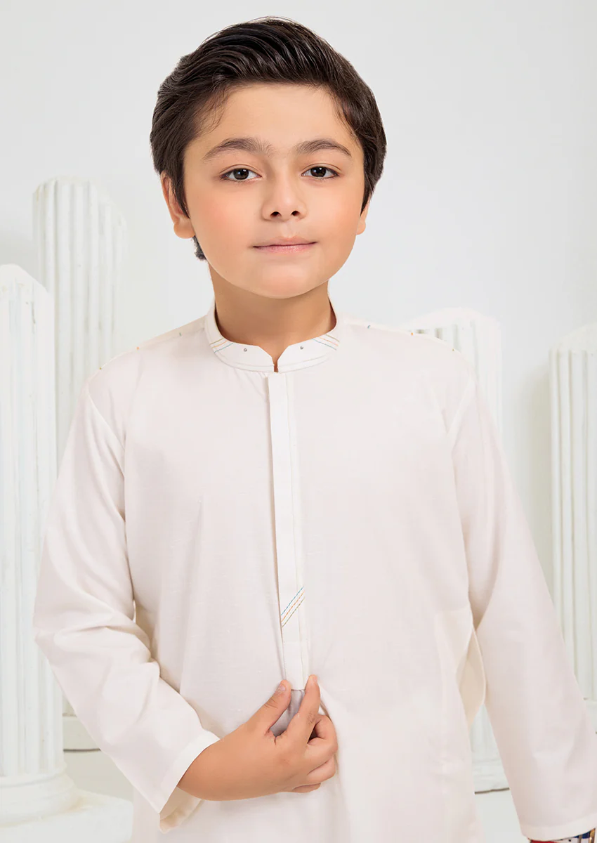 O-White-Blended Slub-Kurta Trouser - (B25KP2006) - Image 3