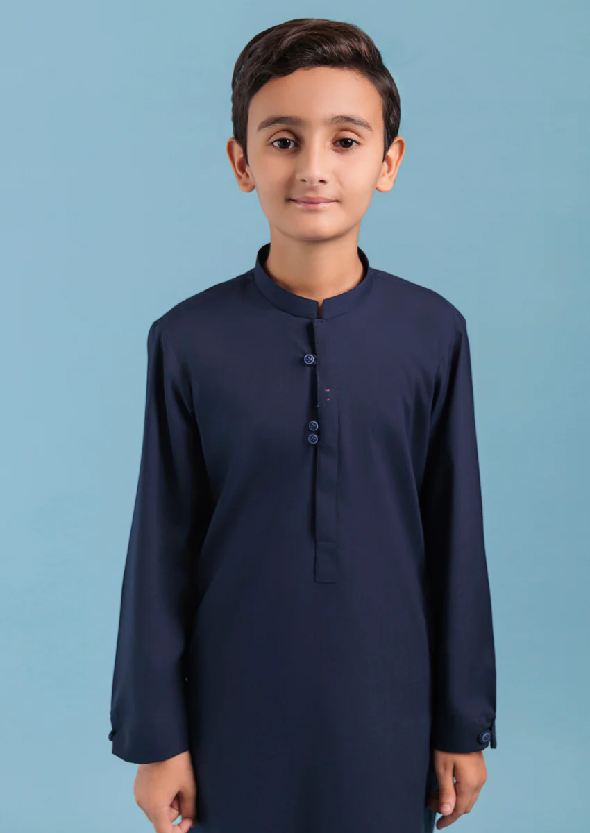 Navy Blue-Blended-Kurta Trouser - (B25KP2010) - Image 5