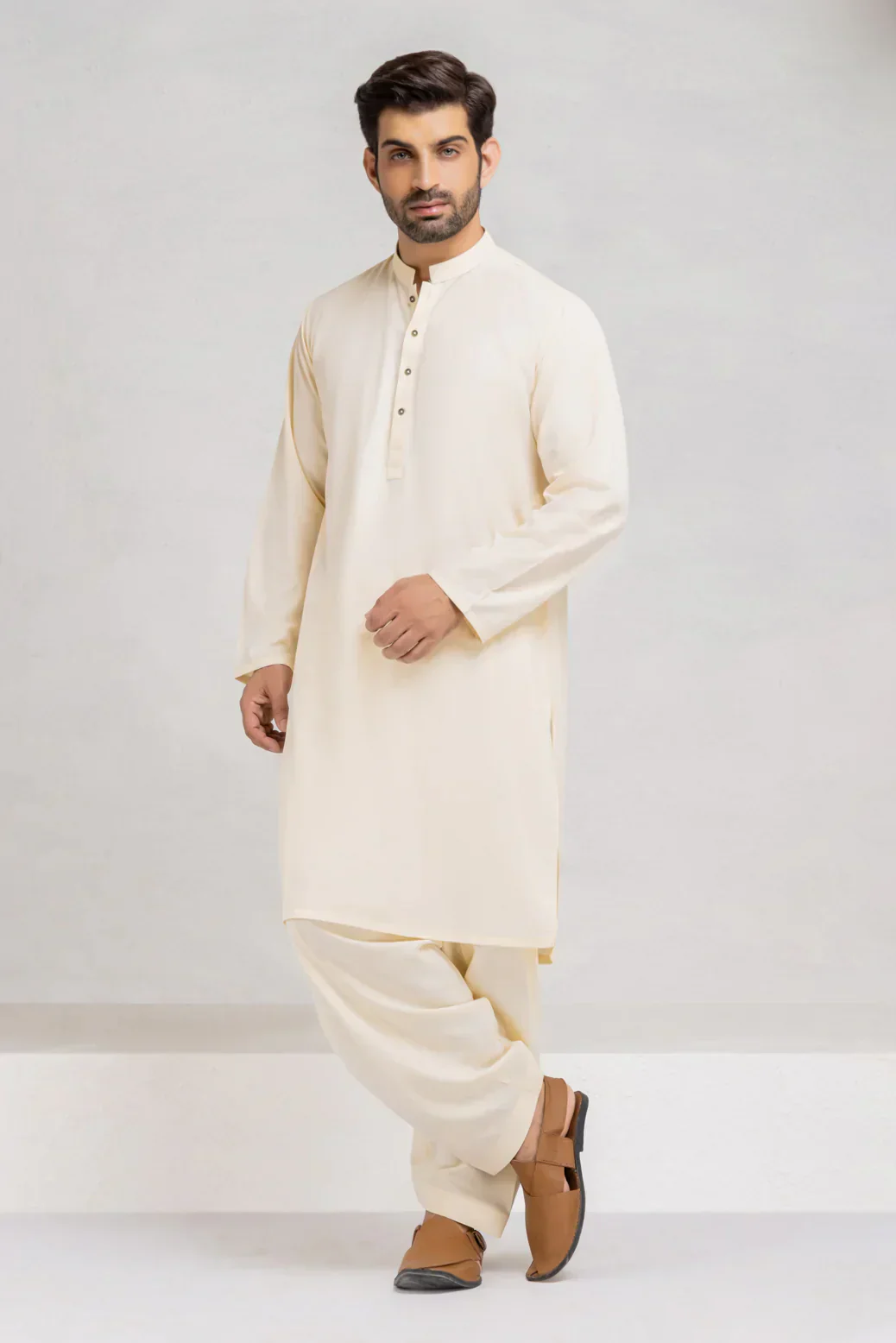 BEIGE-BLENDED-KURTA SHALWAR (KSRS23-017) - Image 3