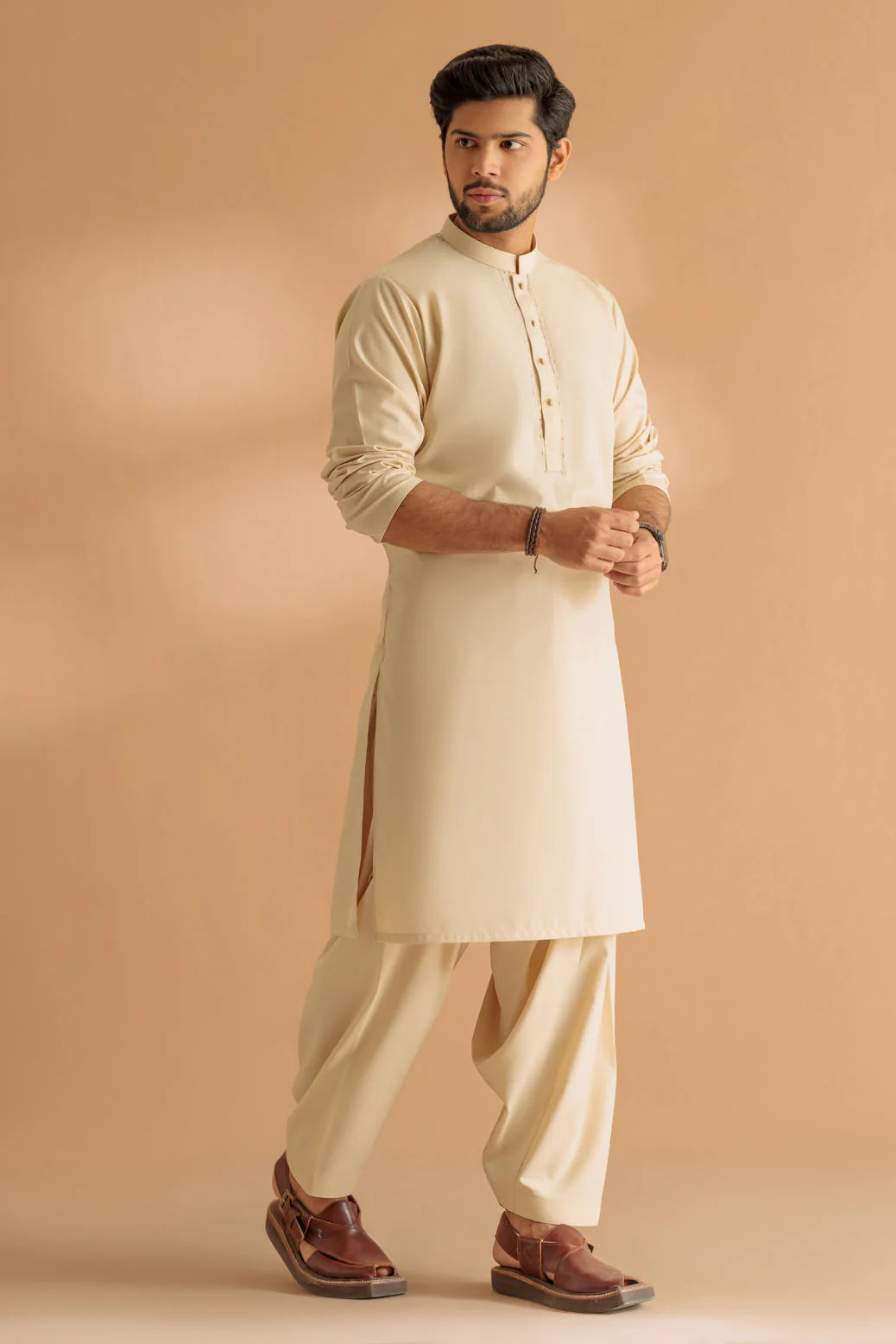 BEIGE-BLENDED-KURTA SHALWAR - (KSRS24-037) - Image 2