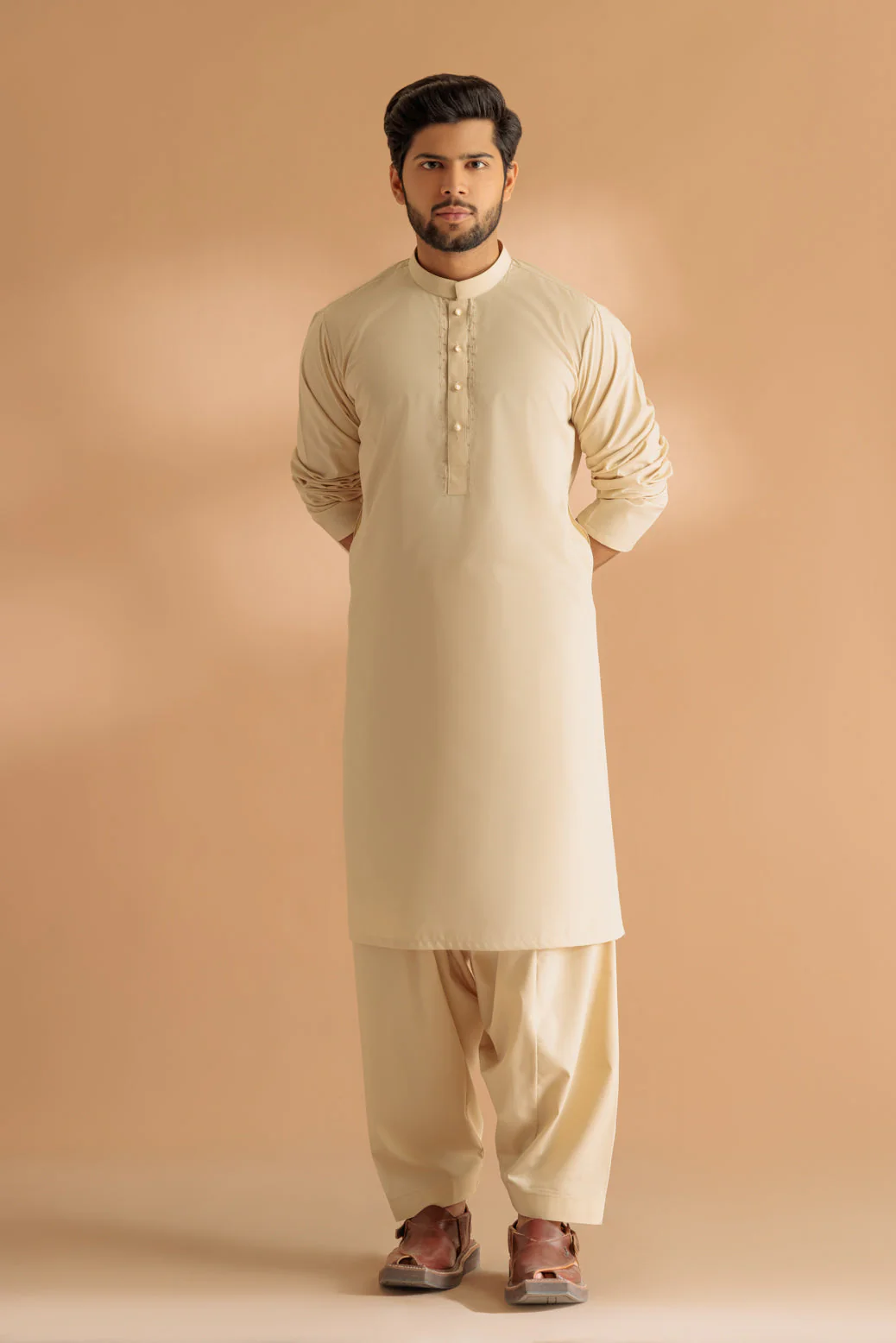 BEIGE-BLENDED-KURTA SHALWAR - (KSRS24-037) - Image 4