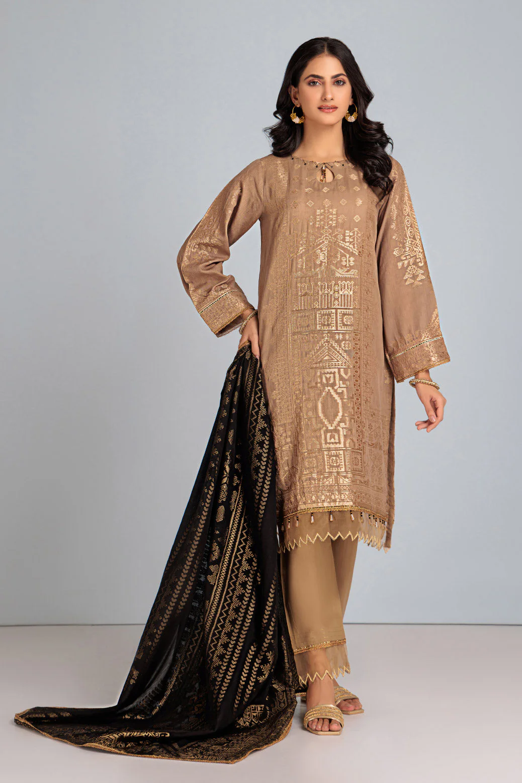 BEIGE-JACQUARD-3 PIECE (HBN233P10) - Image 2