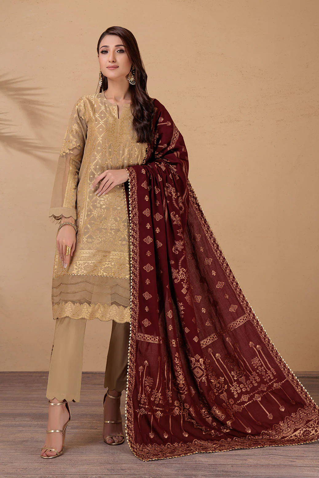 BEIGE-JACQUARD-3 PIECE (JHS233P08) - Image 2