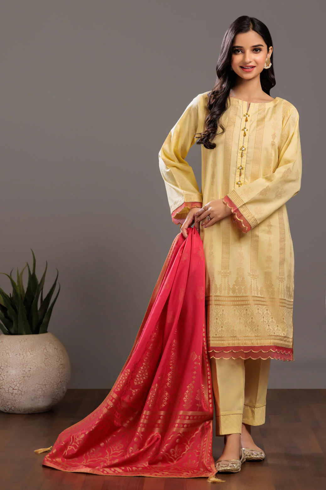 BEIGE-JACQUARD-3 PIECE (JSS233P16) - Image 3