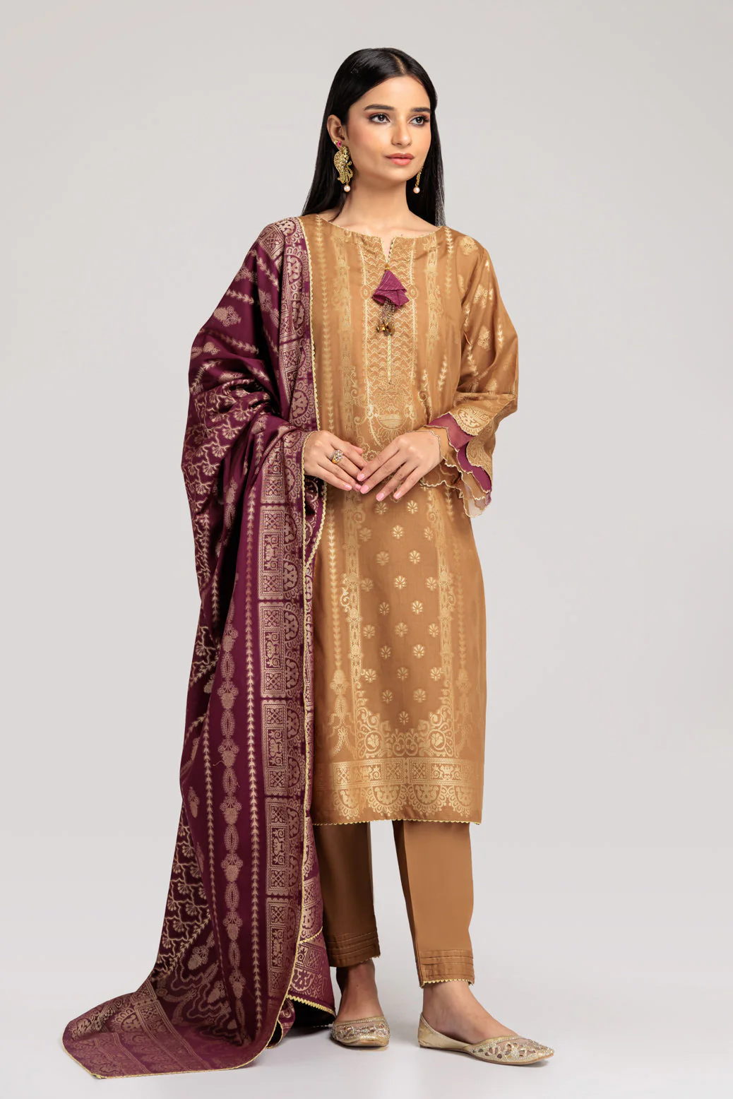 BEIGE-JACQUARD-3 PIECE (JSW223P05) - Image 3