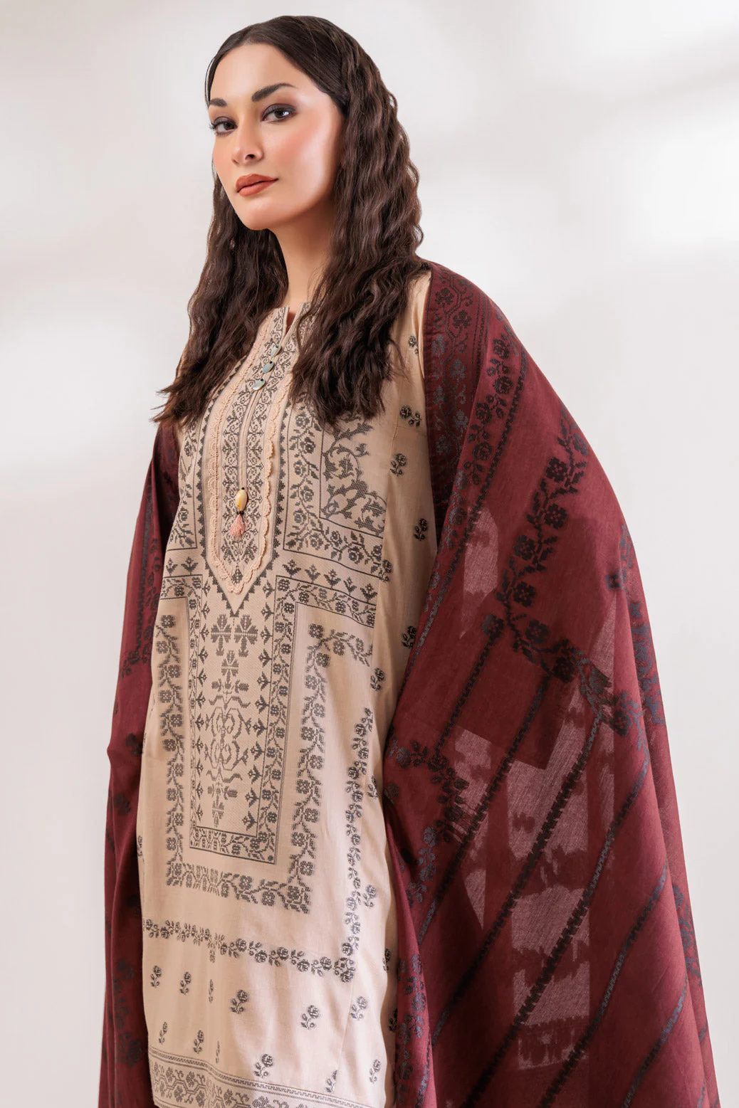 BEIGE-JACQUARD-3 PIECE (SJ1243P05) - Image 2