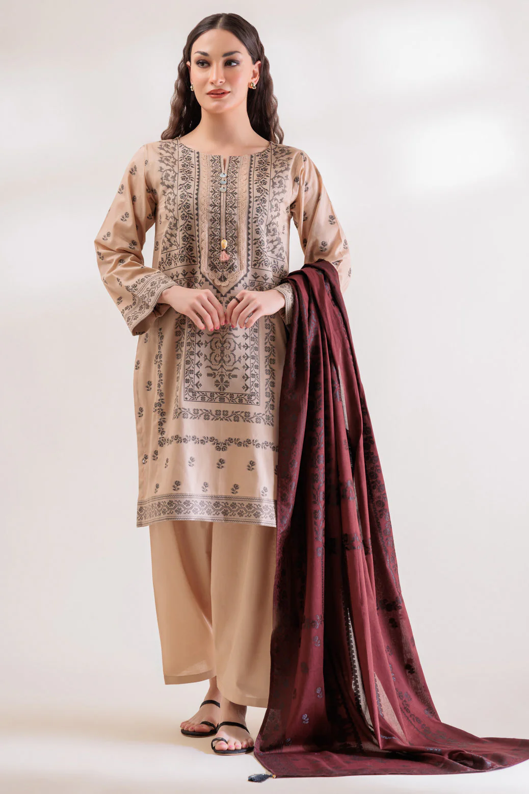 BEIGE-JACQUARD-3 PIECE (SJ1243P05) - Image 3