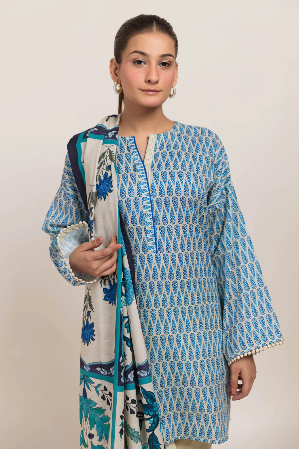 BEIGE-KHADDAR-3 PIECE (WS2243P13) - Image 2
