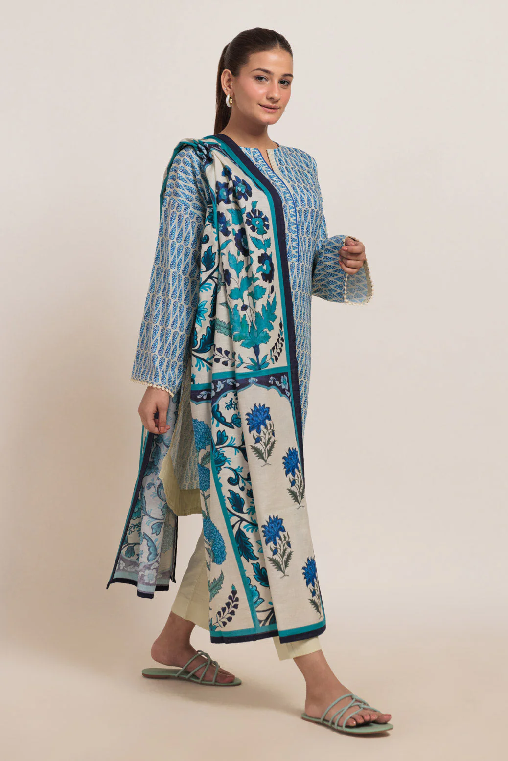 BEIGE-KHADDAR-3 PIECE (WS2243P13) - Image 3