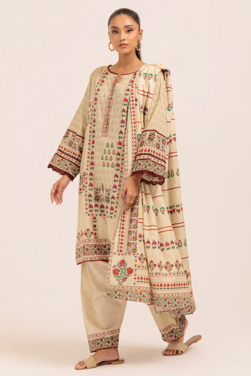 BEIGE-KHADDAR-3 PIECE (WS6243P30) - Image 2