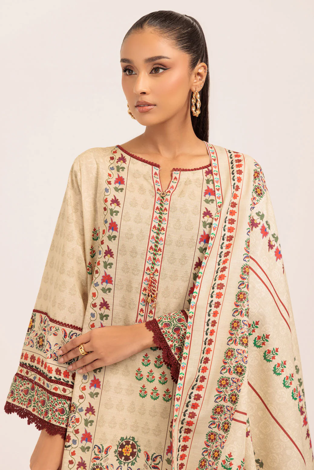 BEIGE-KHADDAR-3 PIECE (WS6243P30) - Image 3