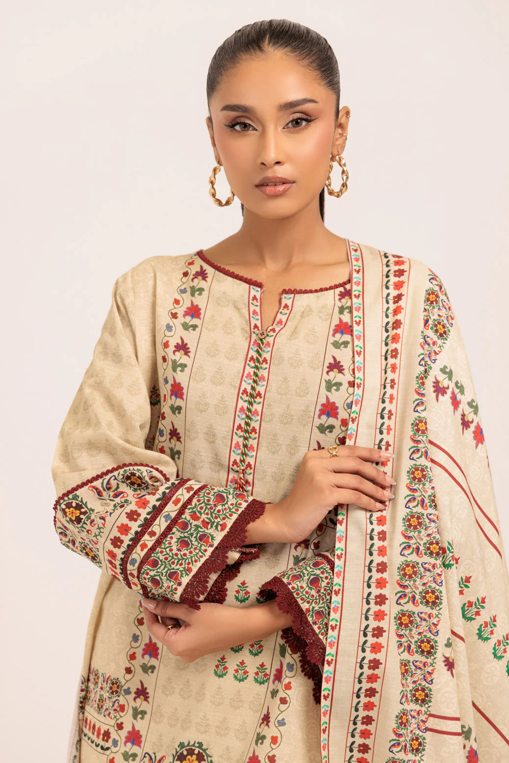 BEIGE-KHADDAR-3 PIECE (WS6243P30) - Image 4