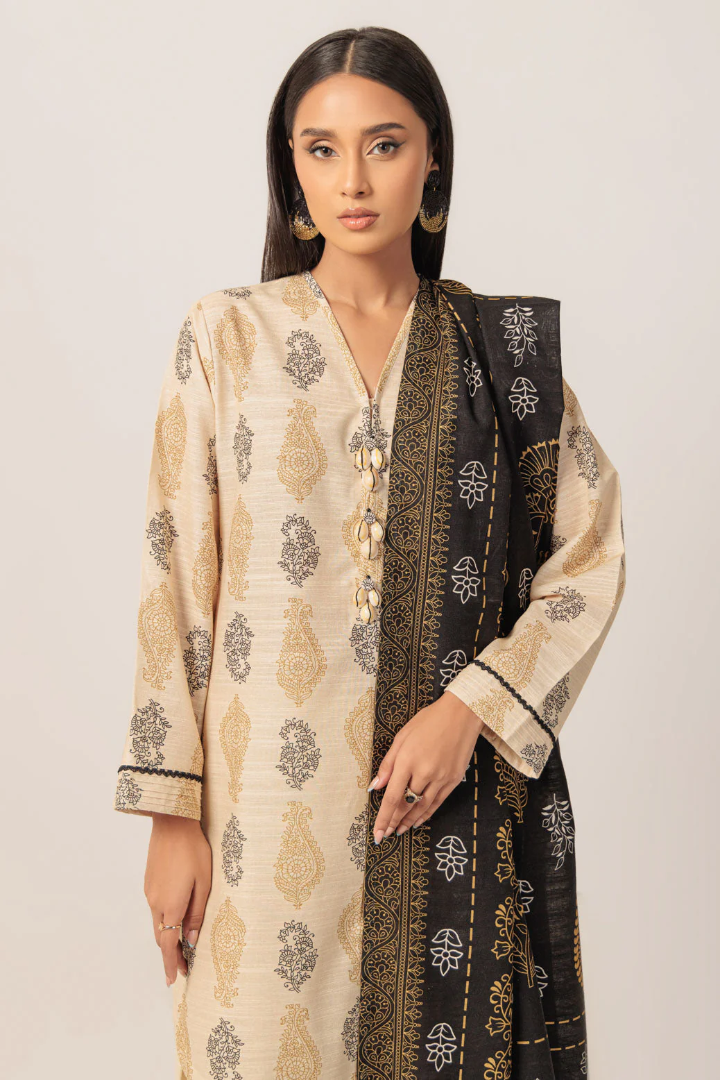 BEIGE-KHADDAR-3 PIECE (WS6243P41) - Image 3