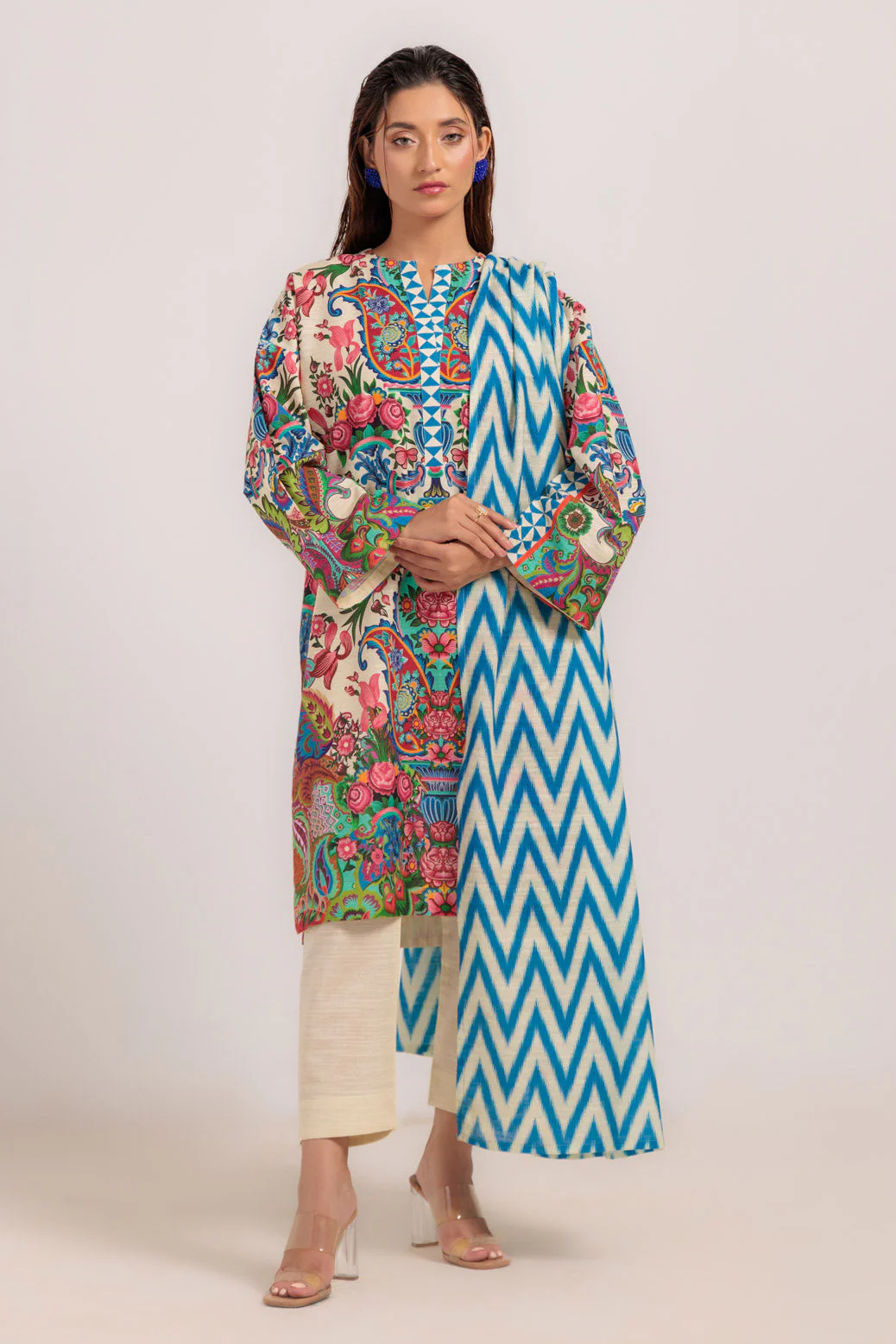 BEIGE-KHADDAR-3 PIECE (WS7243P36) - Image 3