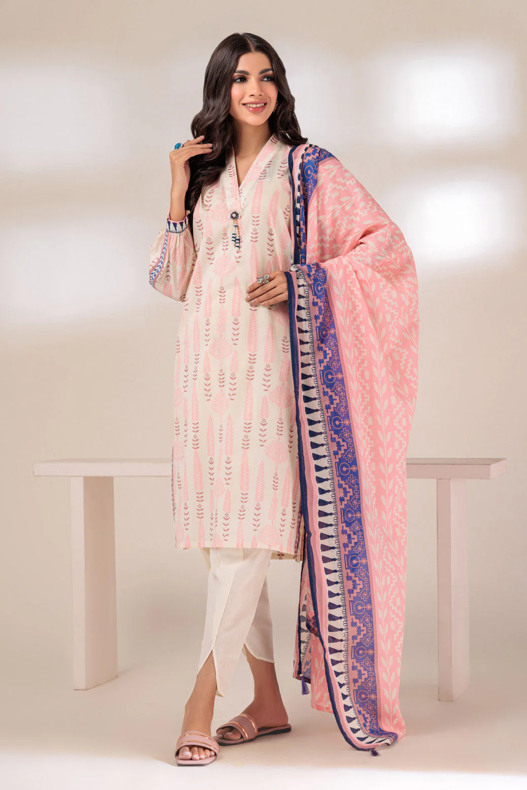 BEIGE-LAWN-2 PIECE (SRS232P22) - Image 4