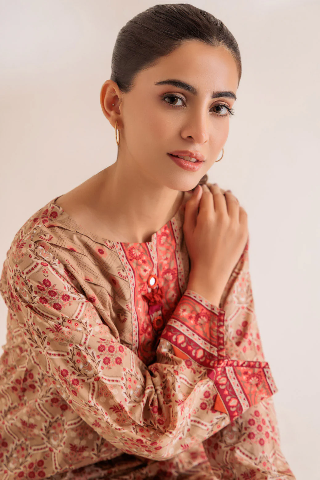 BEIGE-LAWN-2 PIECE (SSS232P59) - Image 2
