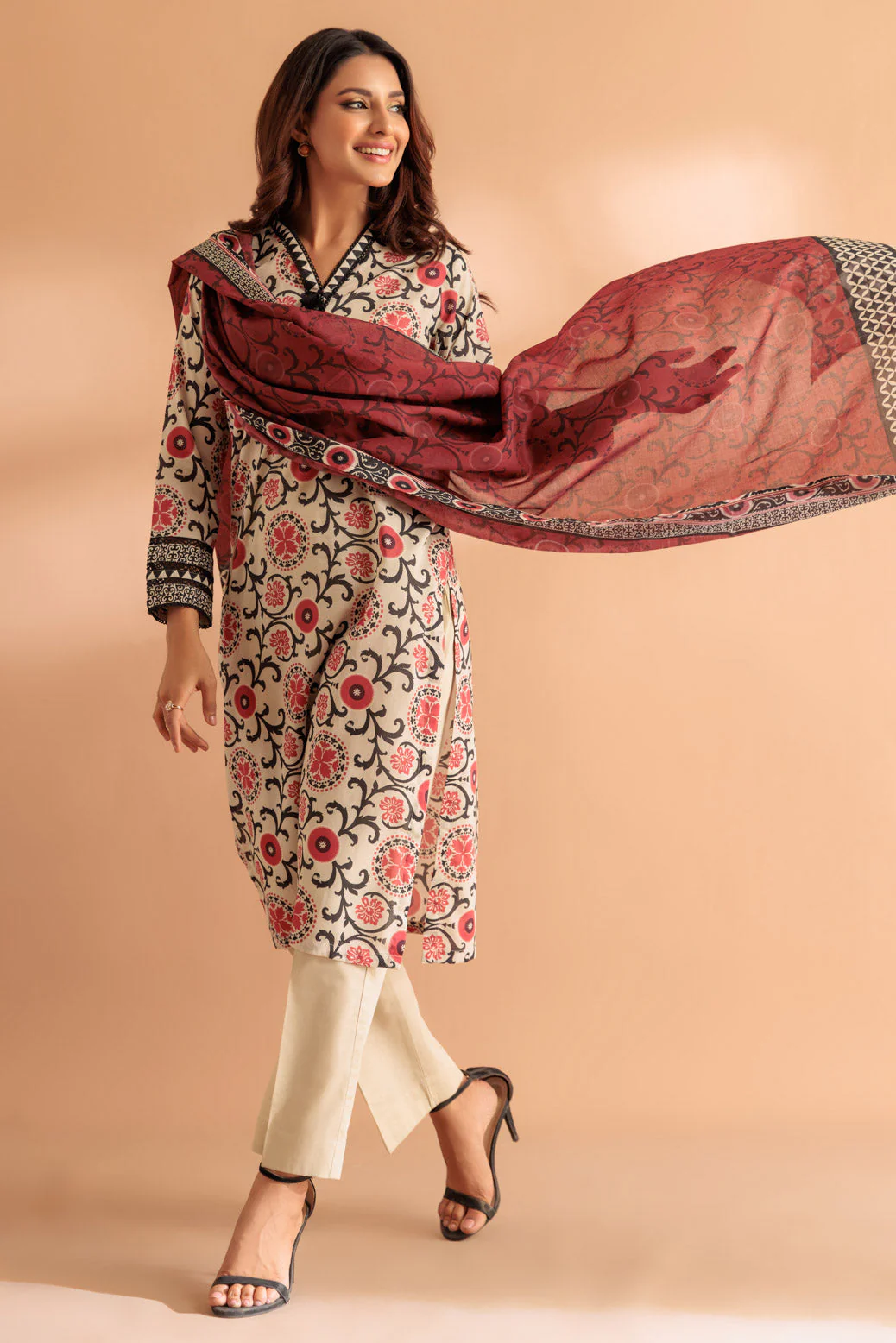 BEIGE-LAWN-3 PIECE (6S24B3P070) - Image 4
