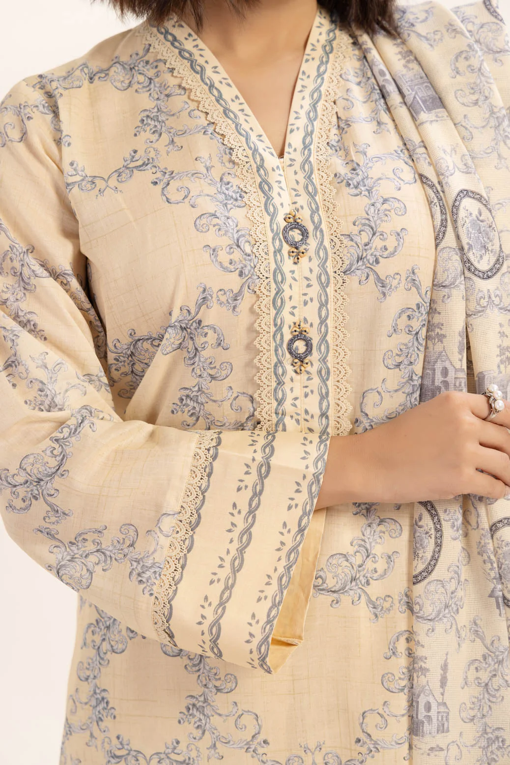 BEIGE-LAWN-3 PIECE (BPS6243P09) - Image 2