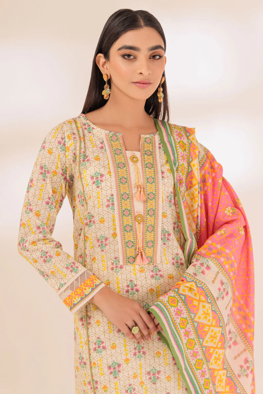 BEIGE-LAWN-3 PIECE (SAS233P101) - Image 2