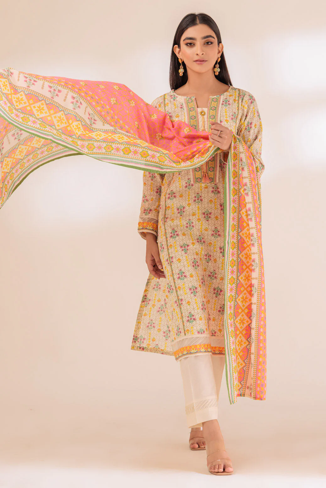BEIGE-LAWN-3 PIECE (SAS233P101) - Image 3