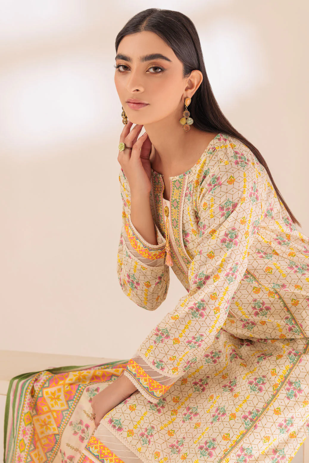 BEIGE-LAWN-3 PIECE (SAS233P101) - Image 5