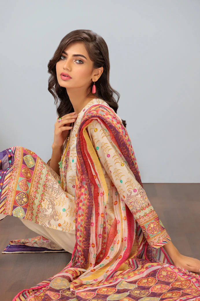 BEIGE-LAWN-3 PIECE (SAS233P17) - Image 2