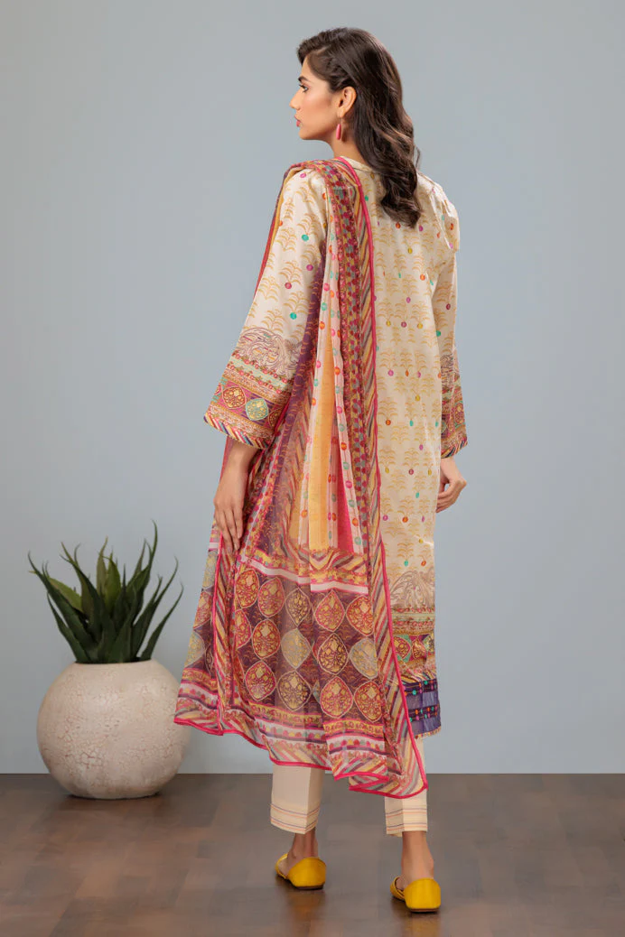 BEIGE-LAWN-3 PIECE (SAS233P17) - Image 4