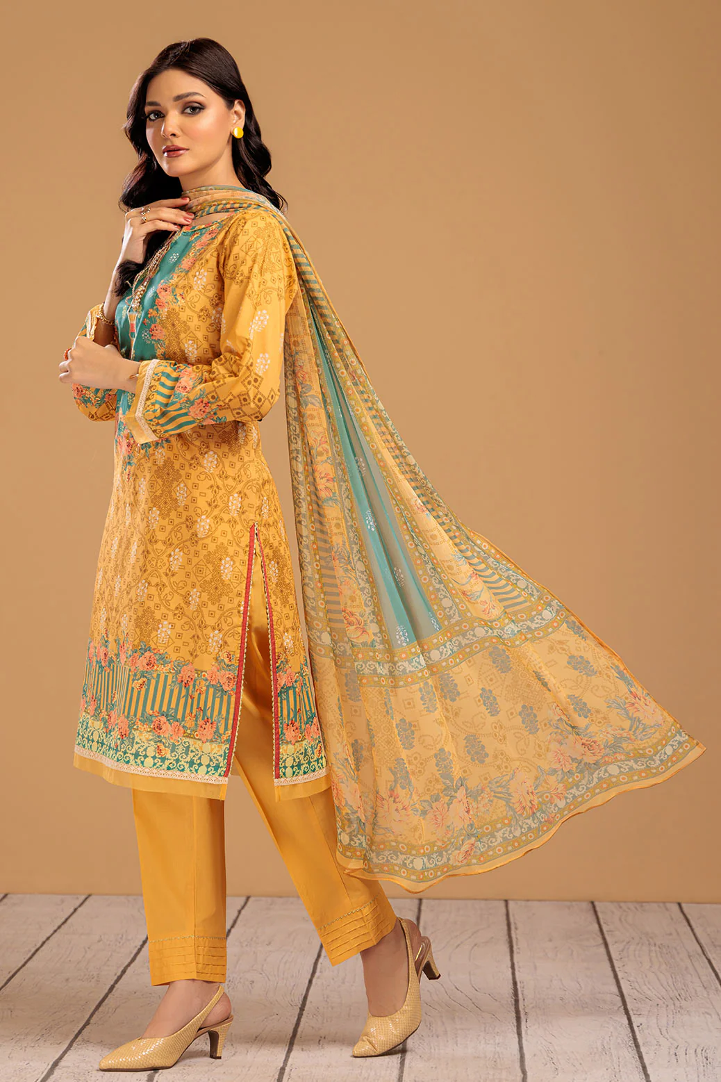 BEIGE-LAWN-3 PIECE (SAS233P30) - Image 3