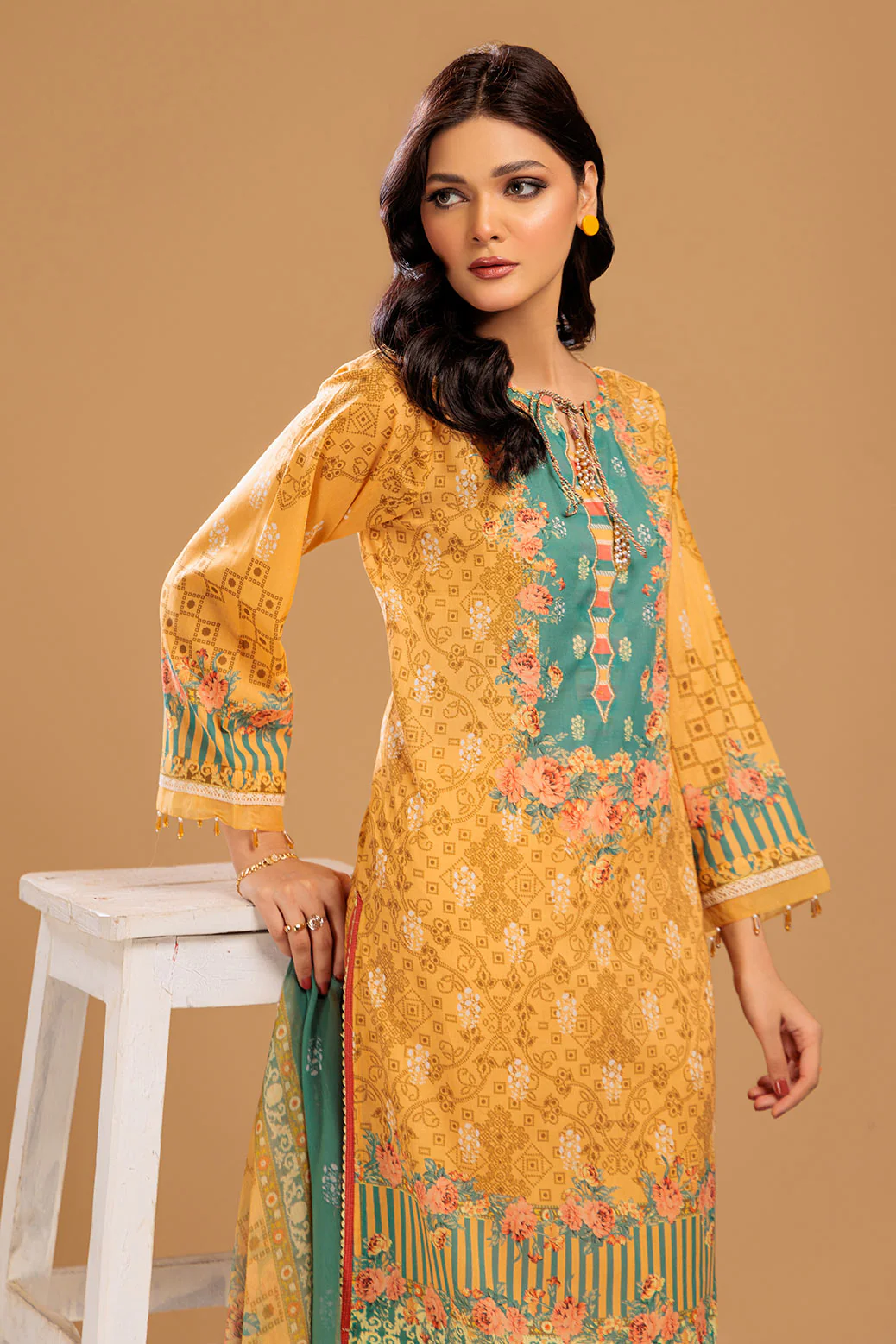 BEIGE-LAWN-3 PIECE (SAS233P30) - Image 4