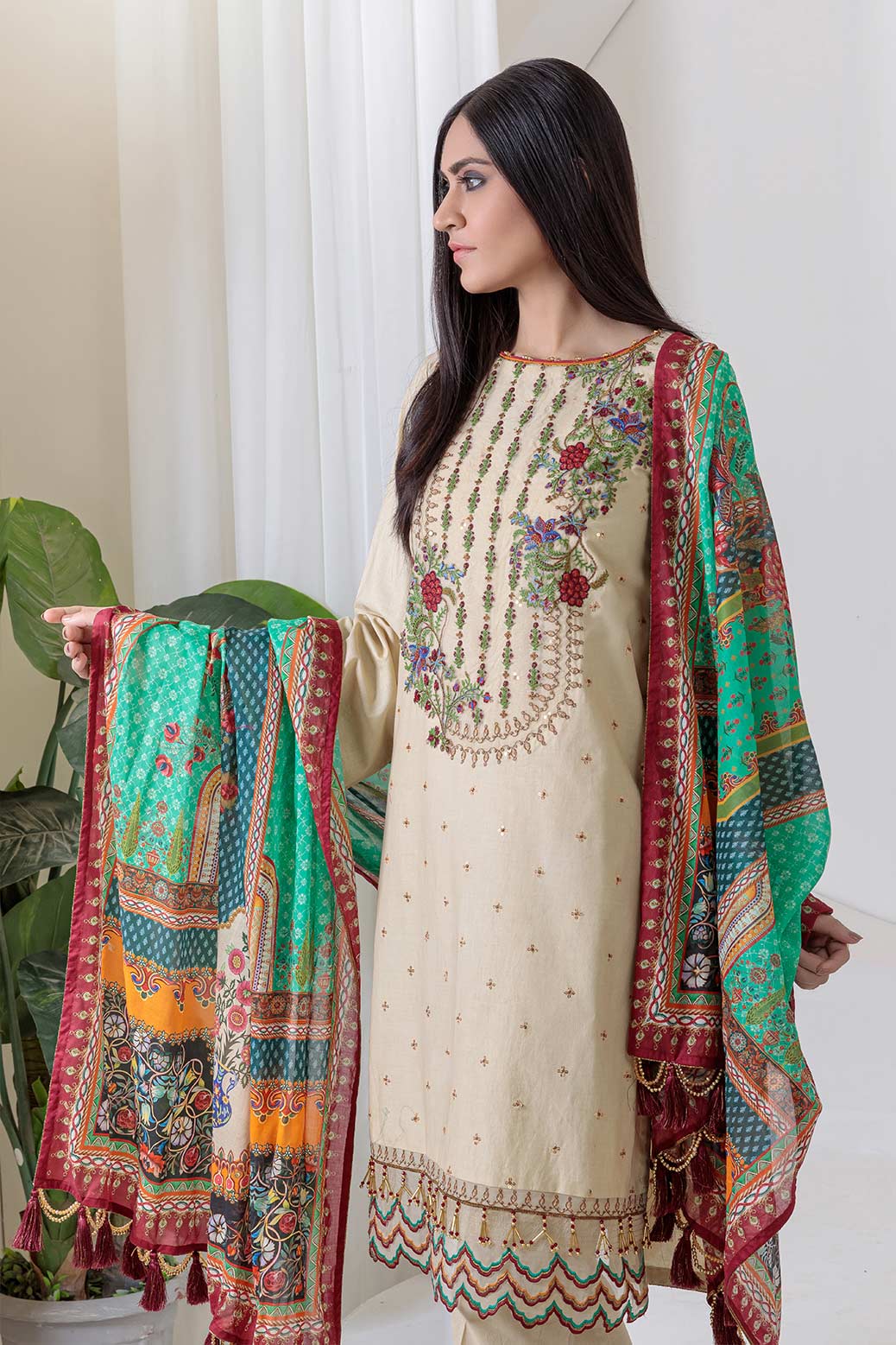 BEIGE-LAWN-3 PIECE (SRSR223P03) - Image 2