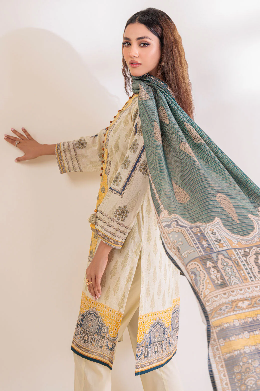 BEIGE-LAWN-3 PIECE (SS1243P07) - Image 3