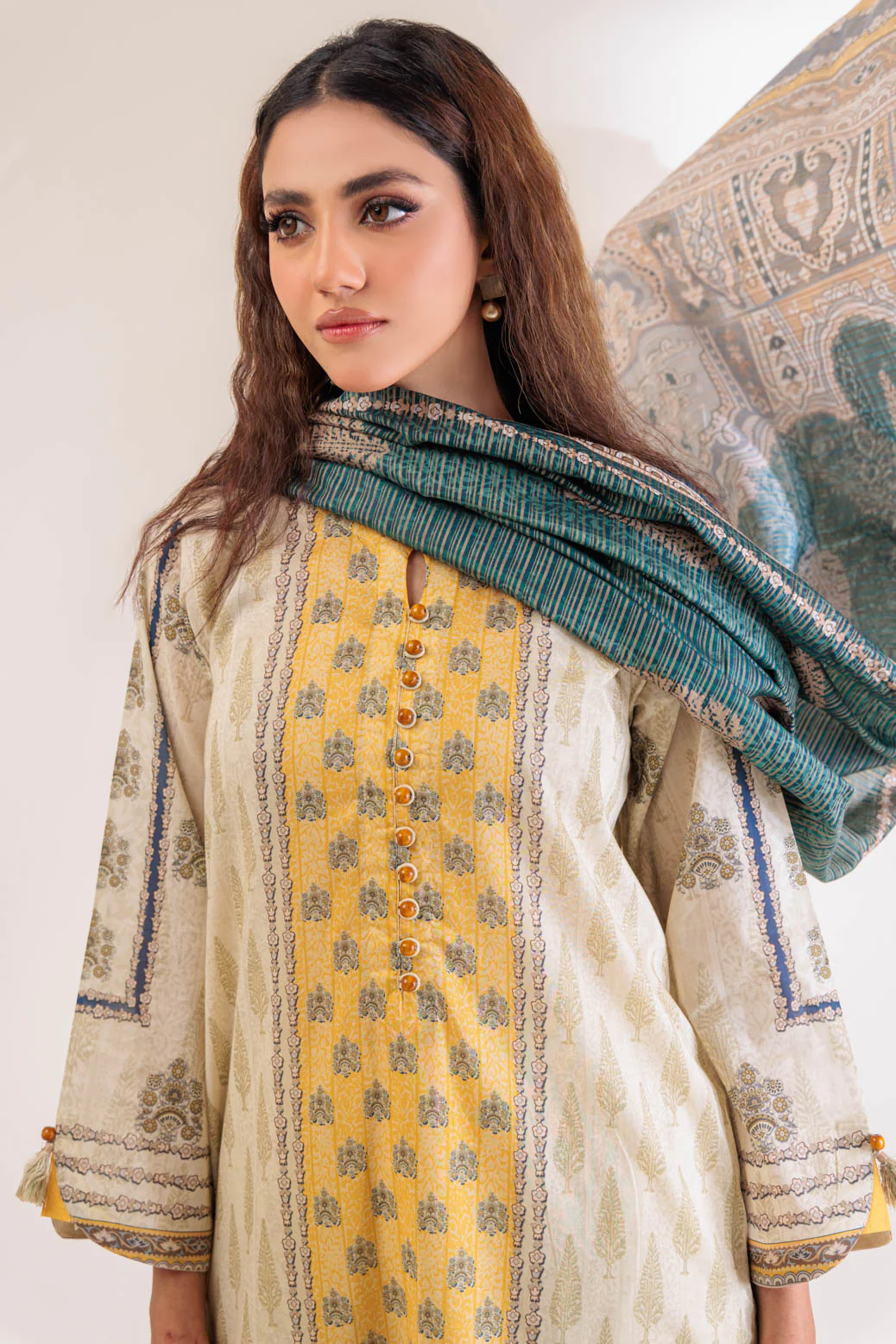 BEIGE-LAWN-3 PIECE (SS1243P07) - Image 4