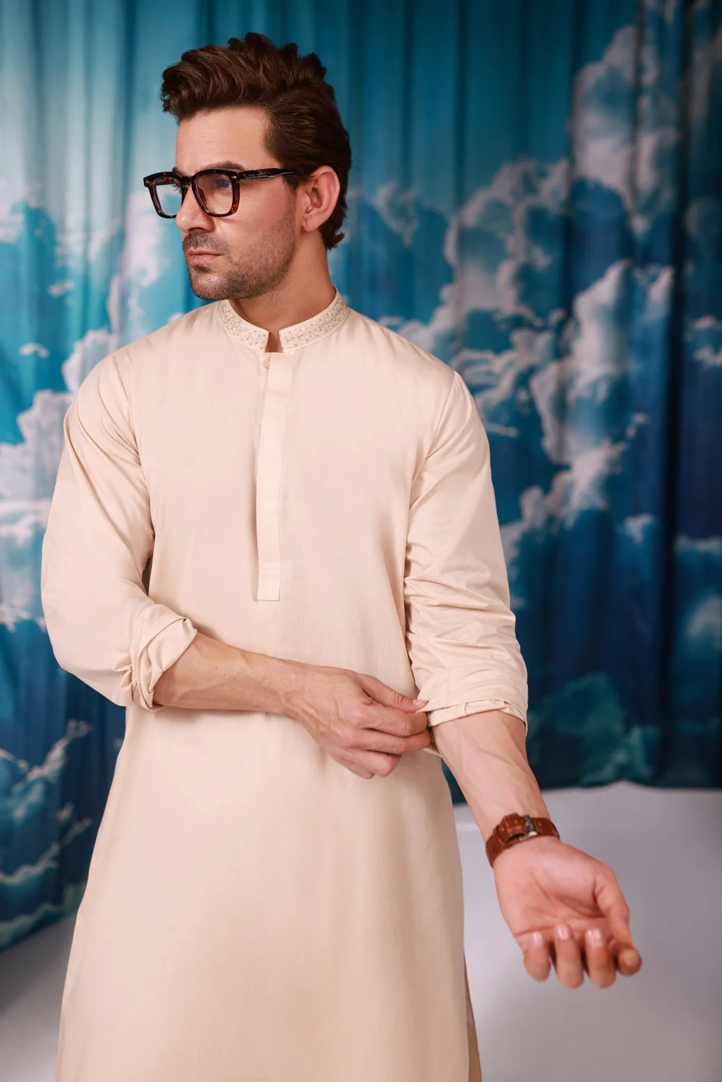 BEIGE-YARN DYED-KURTA SHALWAR - (KSRW24-019) - Image 2