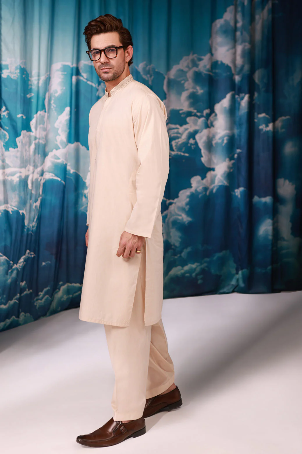 BEIGE-YARN DYED-KURTA SHALWAR - (KSRW24-019) - Image 3